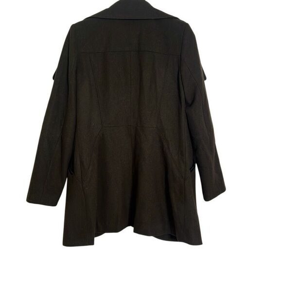 French Connection Wing Collar Asymetrical Zip Wool Blend Coat Green Small - Picture 8 of 8